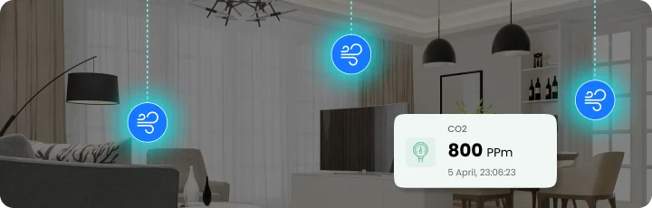 Disrupt-X IoT indoor air quality sensor monitoring CO2 levels in real-time for smart buildings