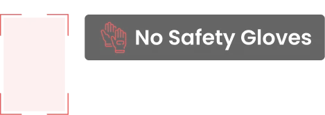 Disrupt-X AI vision safety alert badge detecting worker without protective safety gloves on site