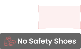 Disrupt-X AI computer vision alert detecting missing protective safety footwear on construction site