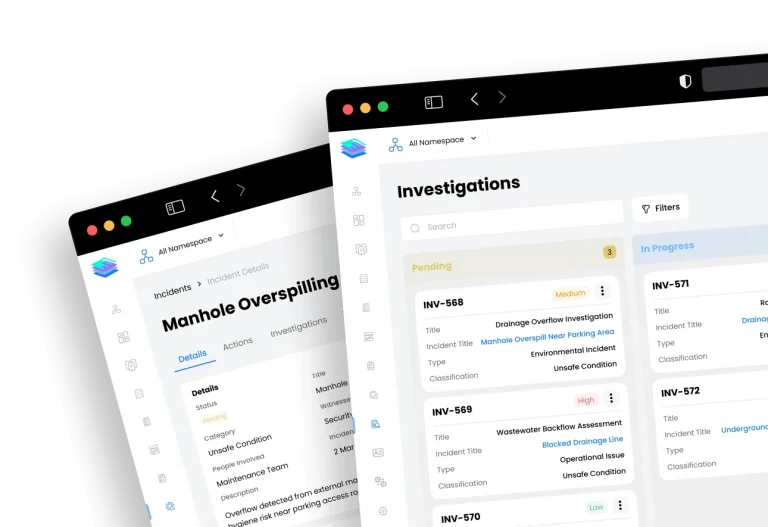 Disrupt-X ALEF 360 HSEQ incident details and root cause investigation board tracking unsafe workplace conditions
